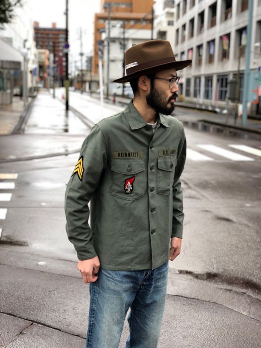 Lot No. BR29586 / SHIRT MAN'S COTTON SATEEN OLIVE GREEN SHADE107 ��DEMILITARIZED ZONE��