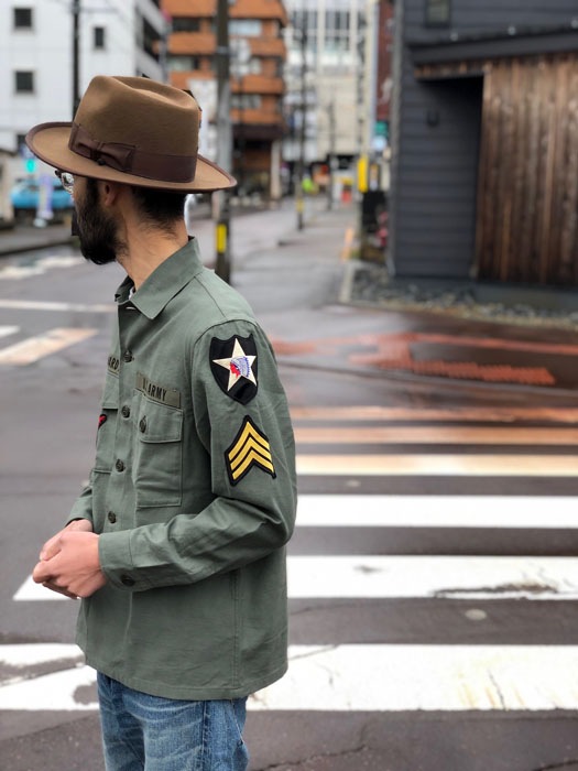 Lot No. BR29586 / SHIRT MAN'S COTTON SATEEN OLIVE GREEN SHADE107 ��DEMILITARIZED ZONE��