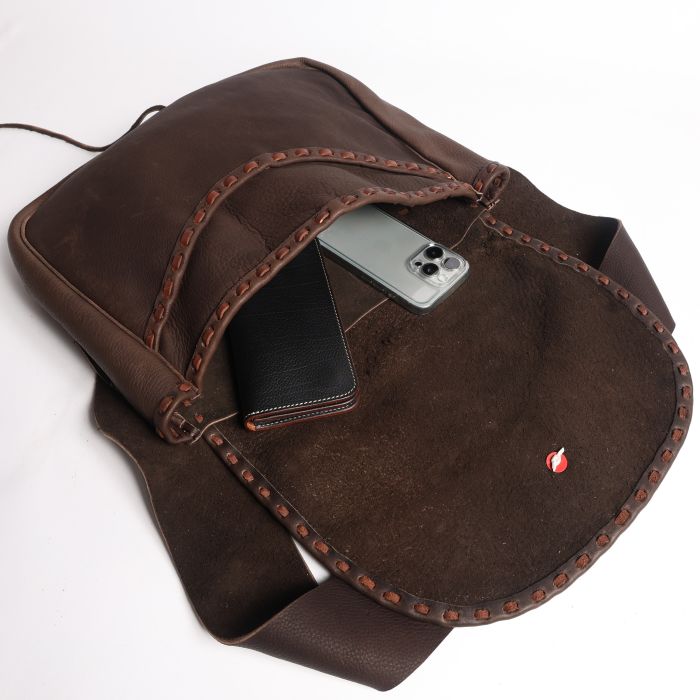 LT-0133 LEATHER STITCHED DEERSKIN BAG