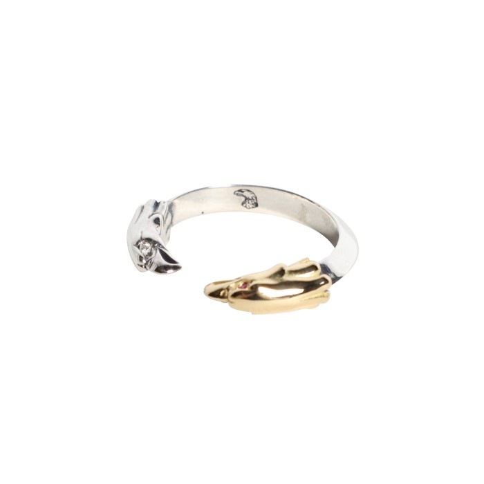 EFRG-0027 DOUBLE EAGLE HEAD RING(18K GOLD ACCENT DIAMOND RUBY)