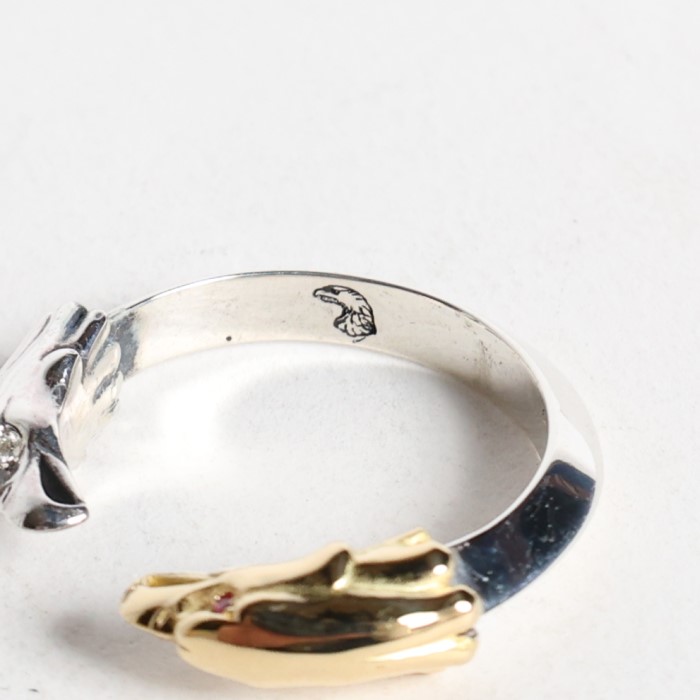EFRG-0027 DOUBLE EAGLE HEAD RING(18K GOLD ACCENT DIAMOND RUBY)