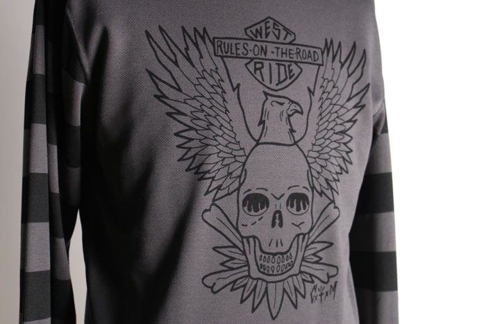 POWER DRY BORDER SLEEVE LONG TEE