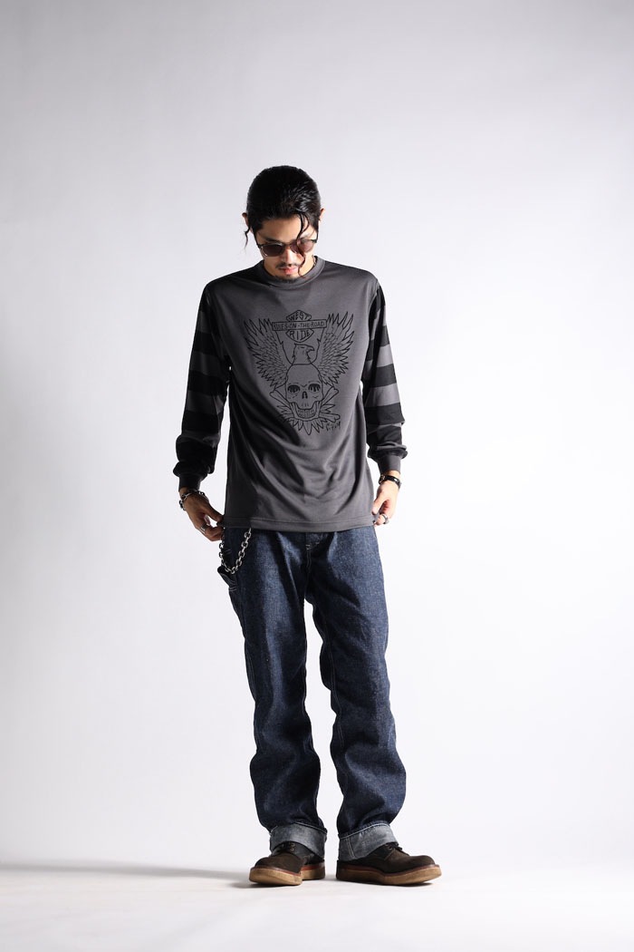POWER DRY BORDER SLEEVE LONG TEE