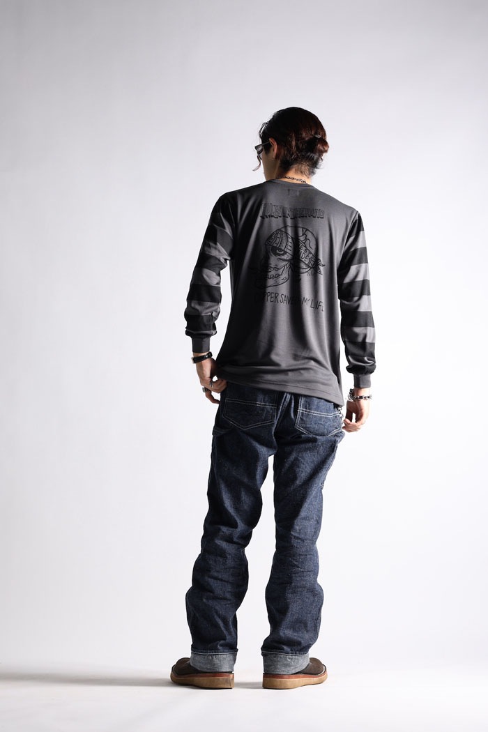 POWER DRY BORDER SLEEVE LONG TEE