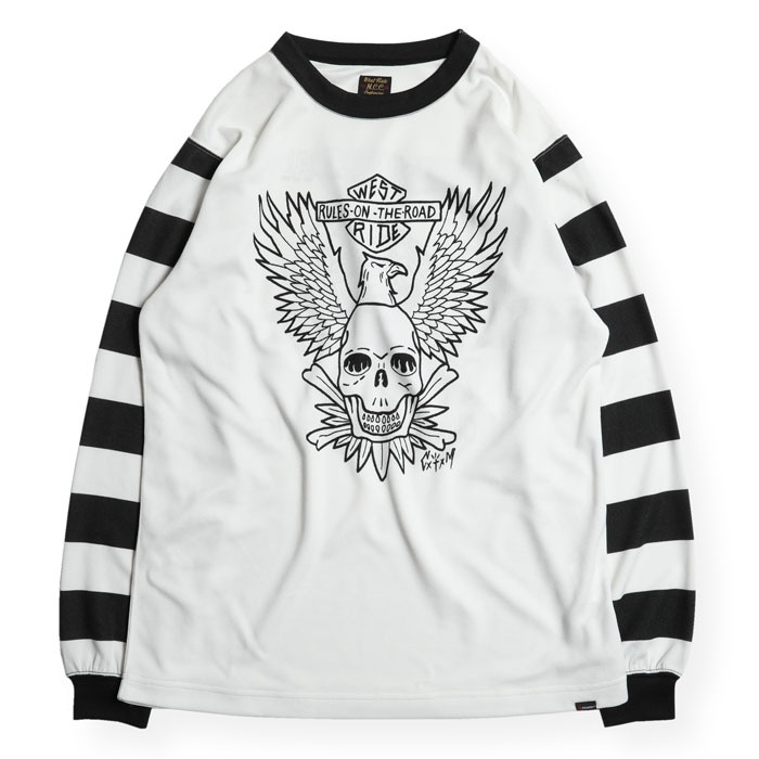 POWER DRY BORDER SLEEVE LONG TEE