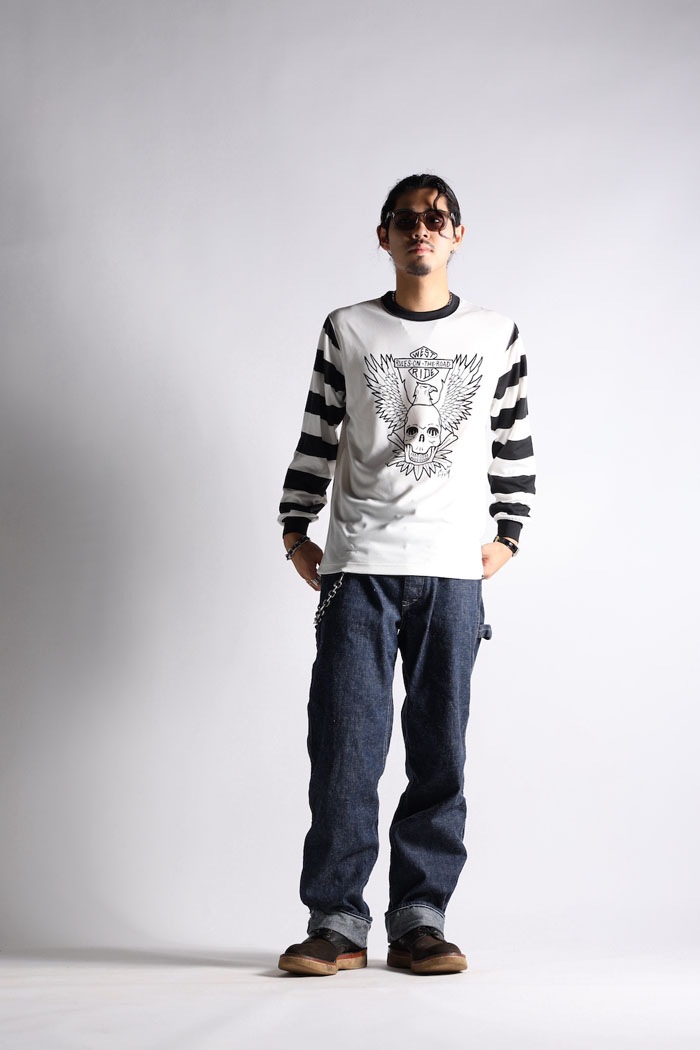 POWER DRY BORDER SLEEVE LONG TEE