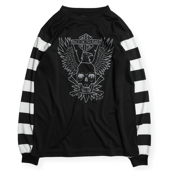 POWER DRY BORDER SLEEVE LONG TEE