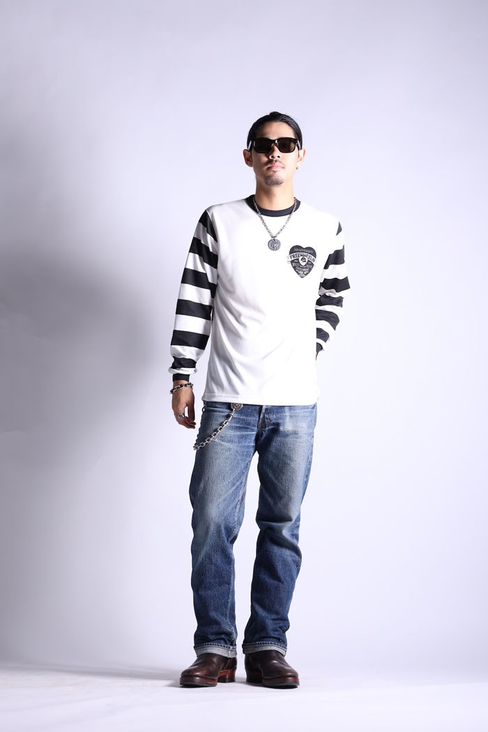 POWER DRY BORDER SLEEVE LONG TEE