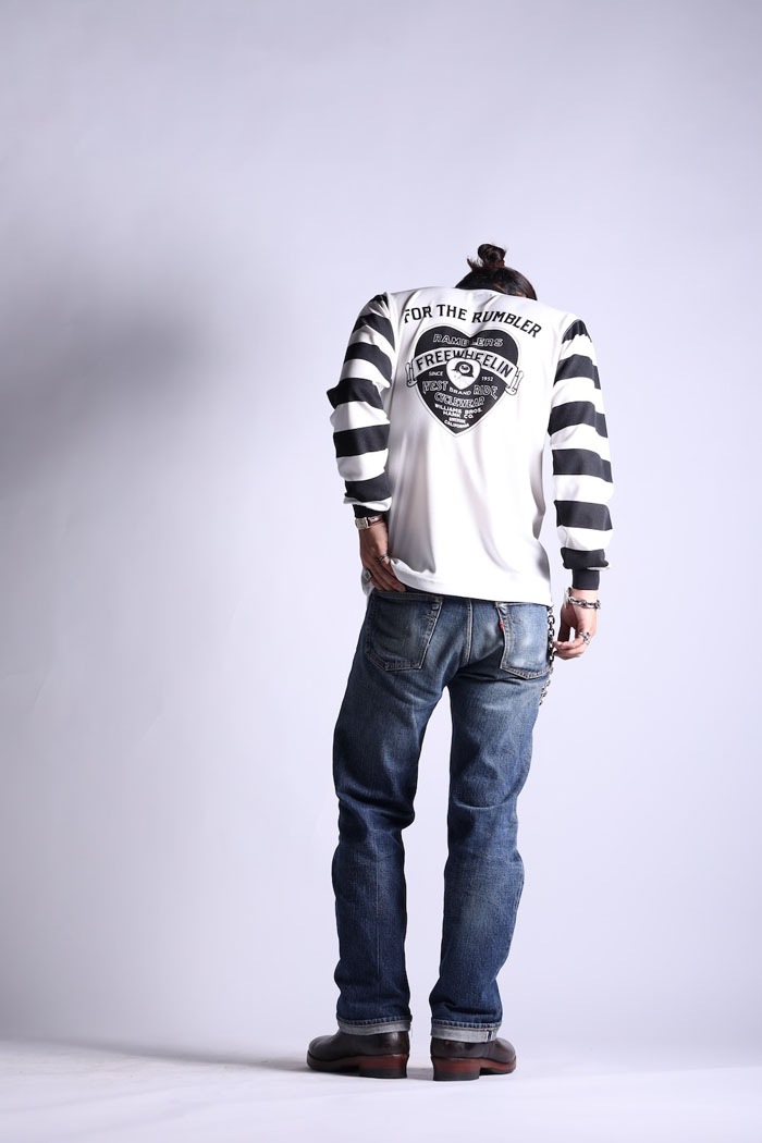 POWER DRY BORDER SLEEVE LONG TEE