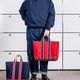 Deluxe Tote Bag/ Red Body x Navy Handle