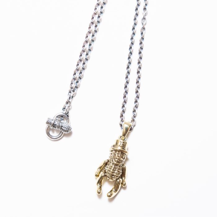 TEDDY PEANUTS (brass) silver chain