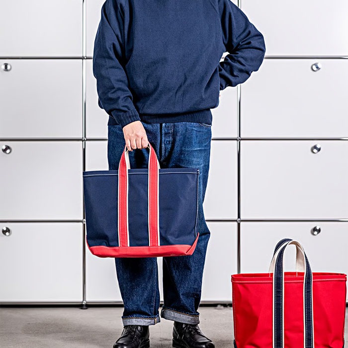Deluxe Tote Bag/ Navy Body x Red Handle