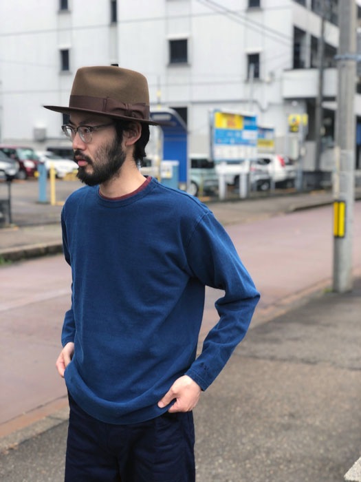 Lot 58001IND HEAVY WEIGHT LONG SLEEVE TEE INDIGO DYE