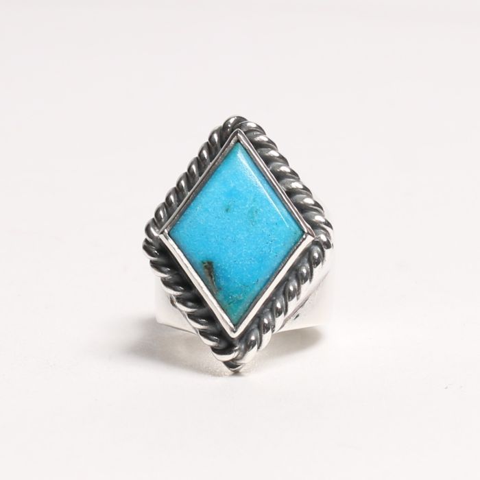 RG-0100 RHOMBUS FLAT TOP TURQUOISE RING (18K GOLD ACCENT INSIDE)