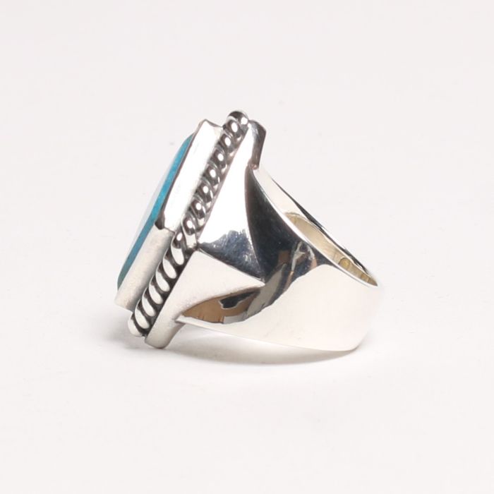 RG-0100 RHOMBUS FLAT TOP TURQUOISE RING (18K GOLD ACCENT INSIDE)