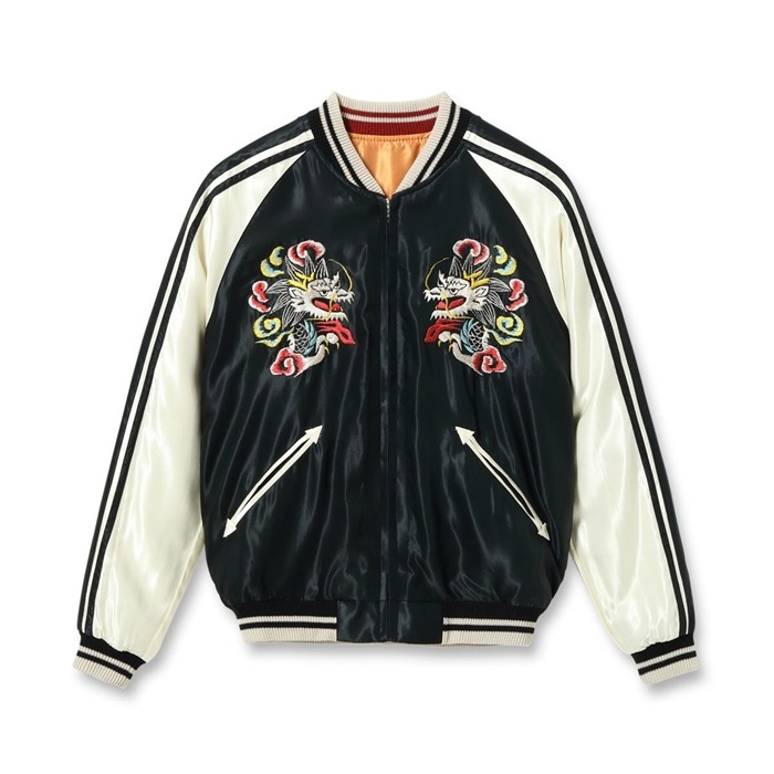 Lot No. TT15682-119 / Early 1950s Style Acetate Souvenir Jacket ��WHITE DRAGON�� �� ��EAGLE��
