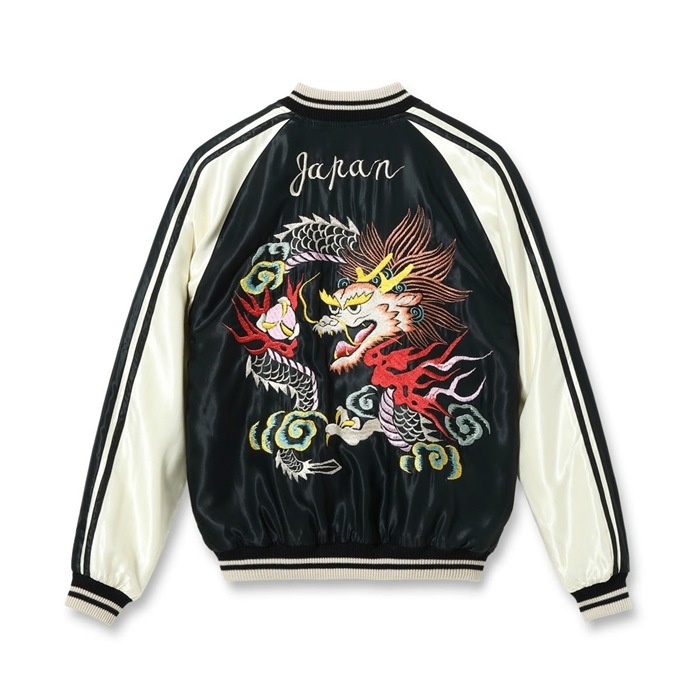 Lot No. TT15682-119 / Early 1950s Style Acetate Souvenir Jacket ��WHITE DRAGON�� �� ��EAGLE��