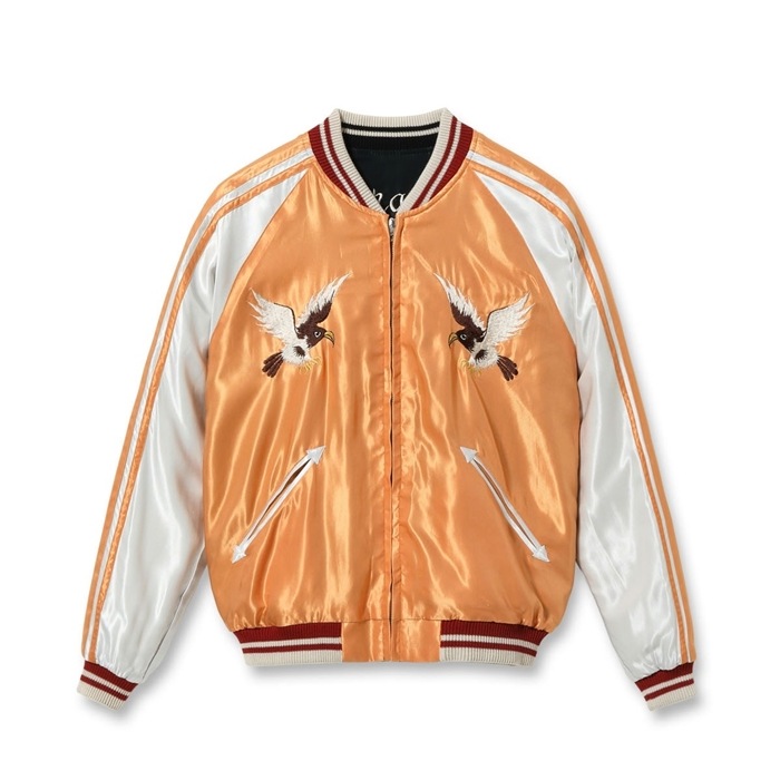 Lot No. TT15682-119 / Early 1950s Style Acetate Souvenir Jacket ��WHITE DRAGON�� �� ��EAGLE��