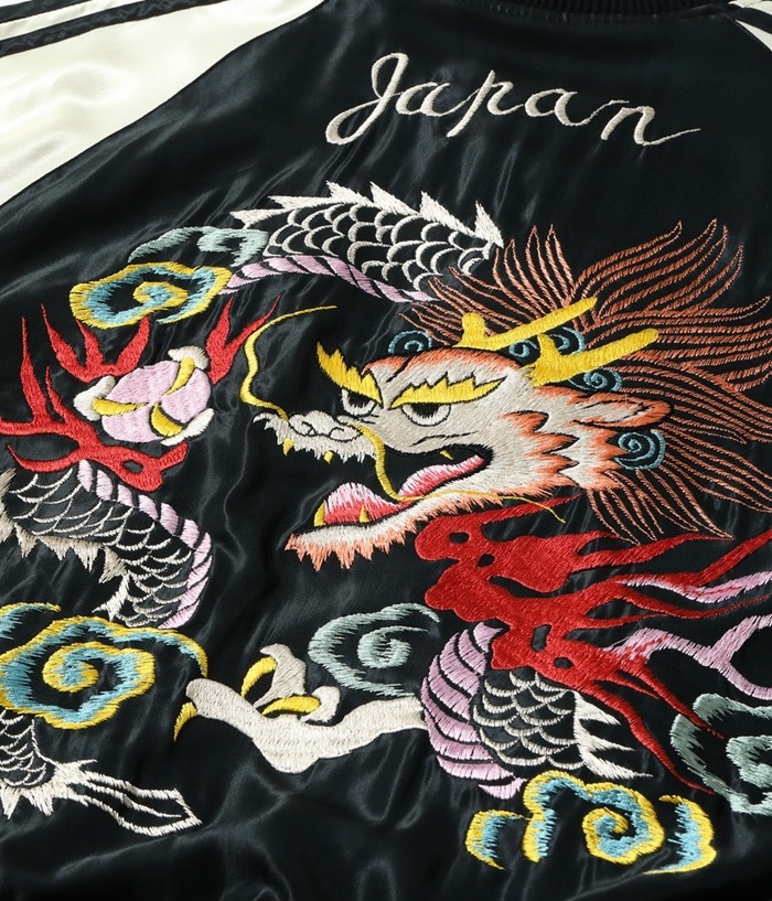 Lot No. TT15682-119 / Early 1950s Style Acetate Souvenir Jacket ��WHITE DRAGON�� �� ��EAGLE��