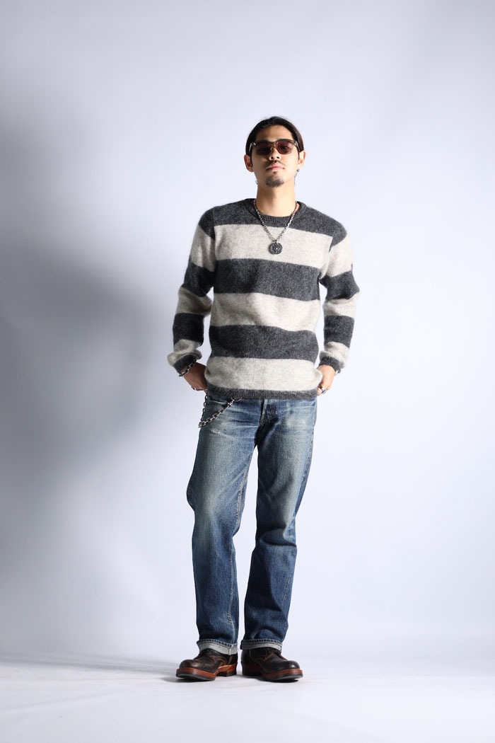 BORDER MOHAIR SWEATER