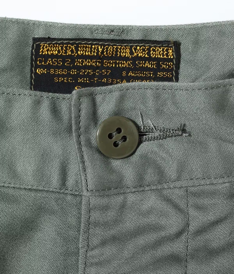 Lot No. BR42636 / TROUSERS, UTILITY, COTTON SAGE GREEN