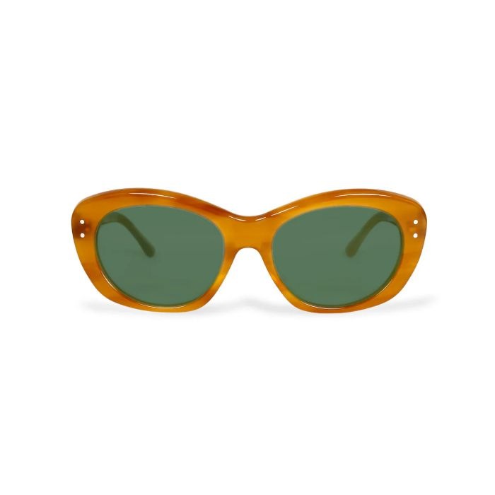 GREYHOUND amber marble / green lens