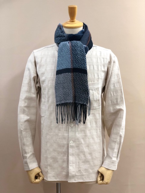 RECYCLED POLYESTER & COTTON KNITING SCARF BY V.FRAAS LOT1667 "PLAID CHECK"