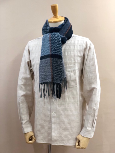 RECYCLED POLYESTER & COTTON KNITING SCARF BY V.FRAAS LOT1667 "PLAID CHECK"