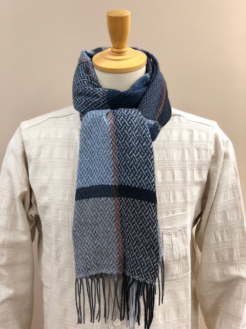 RECYCLED POLYESTER & COTTON KNITING SCARF BY V.FRAAS LOT1667 "PLAID CHECK"