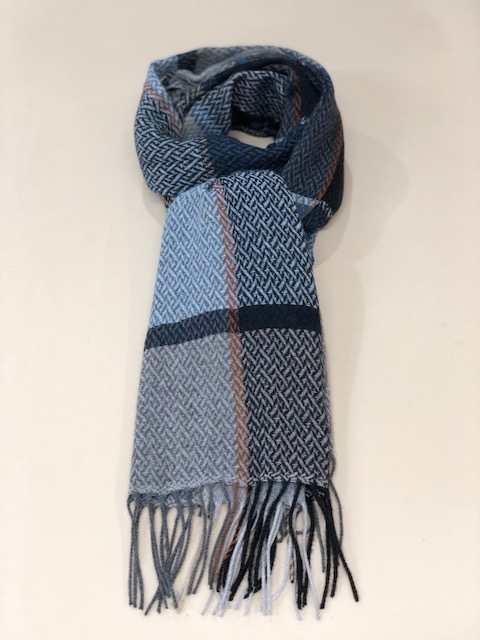 RECYCLED POLYESTER & COTTON KNITING SCARF BY V.FRAAS LOT1667 "PLAID CHECK"