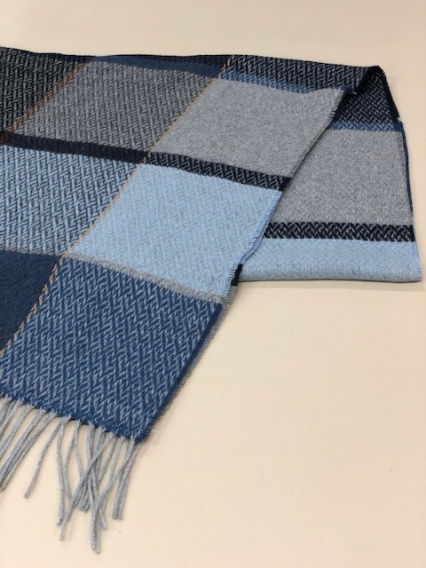 RECYCLED POLYESTER & COTTON KNITING SCARF BY V.FRAAS LOT1667 "PLAID CHECK"