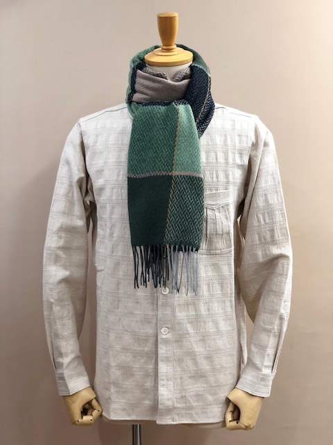 RECYCLED POLYESTER & COTTON KNITING SCARF BY V.FRAAS LOT1667 "PLAID CHECK"