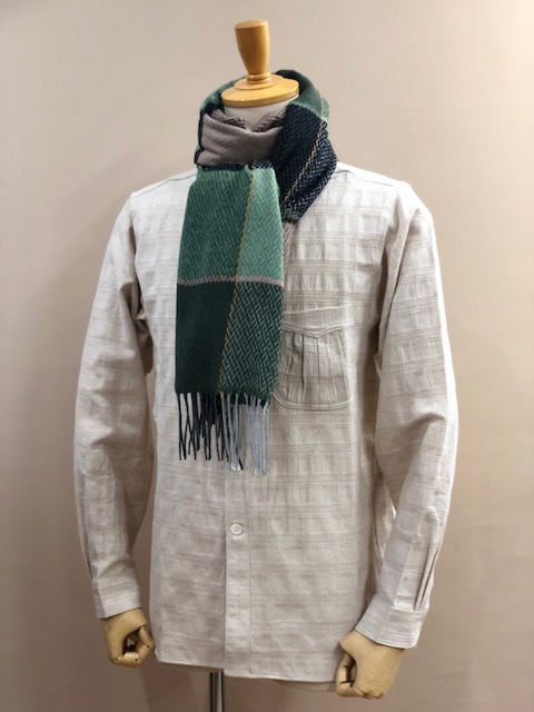 RECYCLED POLYESTER & COTTON KNITING SCARF BY V.FRAAS LOT1667 "PLAID CHECK"