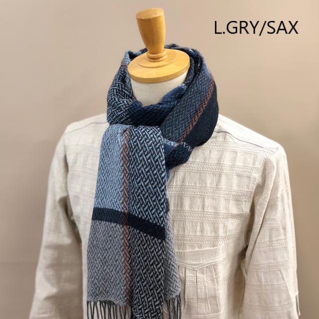 RECYCLED POLYESTER & COTTON KNITING SCARF BY V.FRAAS LOT1667 "PLAID CHECK"