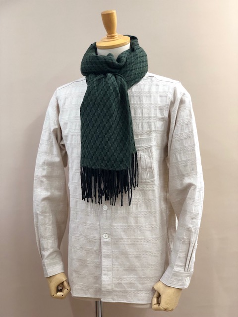 RECYCLED POLYESTER & COTTON KNITING SCARF BY V.FRAAS LOT1667 "Shepherd Check"