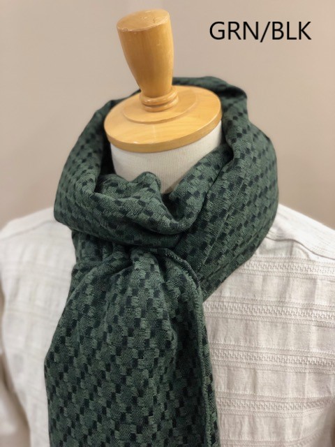 RECYCLED POLYESTER & COTTON KNITING SCARF BY V.FRAAS LOT1667 "Shepherd Check"