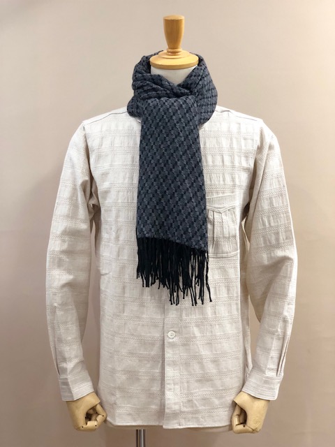 RECYCLED POLYESTER & COTTON KNITING SCARF BY V.FRAAS LOT1667 "Shepherd Check"