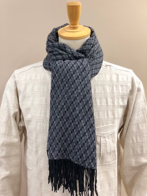 RECYCLED POLYESTER & COTTON KNITING SCARF BY V.FRAAS LOT1667 "Shepherd Check"
