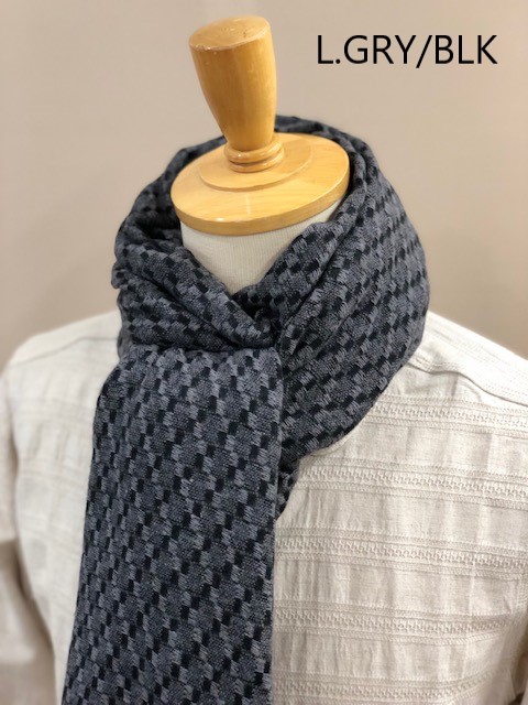 RECYCLED POLYESTER & COTTON KNITING SCARF BY V.FRAAS LOT1667 "Shepherd Check"