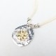NL-0154 LEAF STAMPED ROSE PENDANT NECKLACE(18K GOLD ACCENT)