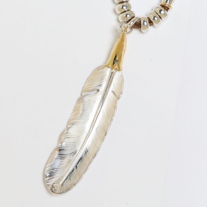 EAGLE HEAD FEATHER PENDANT No.41, LEFT COMBINATION TOP(SILVER&K18 GOLD)