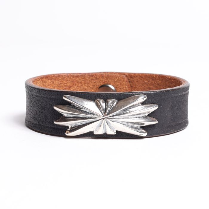 BR-0118 BUTTERFLY SHELL LEATHER BRACELET