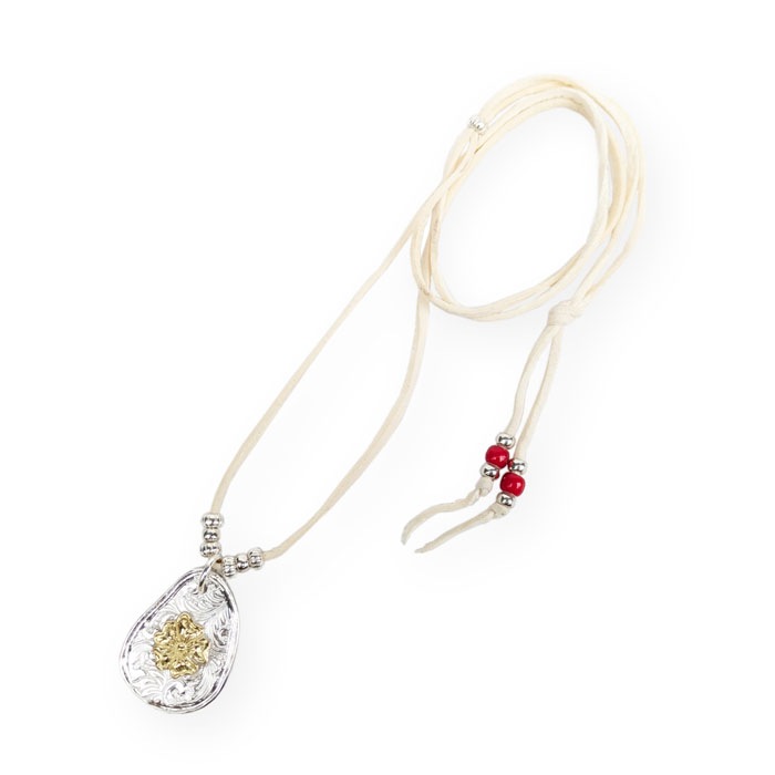 NL-0155 KARAKUSA ROSE PENDANT NECKLACE(18K GOLD ACCENT)