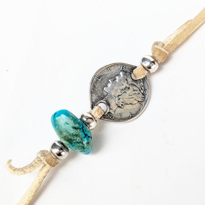 NL-0154 LEAF STAMPED ROSE PENDANT(18K GOLD ACCSENT) MERCURY COIN  COMBINATION NECKLACE