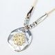 NL-0154 LEAF STAMPED ROSE PENDANT(18K GOLD ACCSENT) MERCURY COIN  COMBINATION NECKLACE