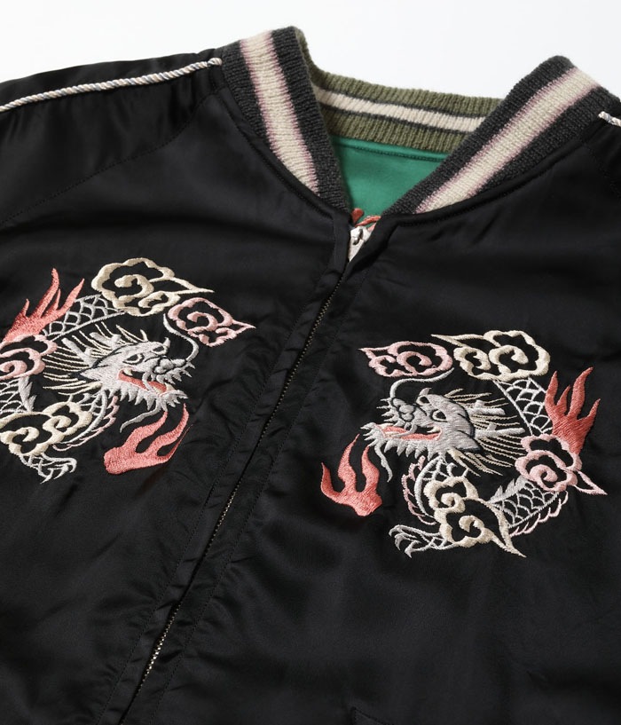 Lot No. TT15619-119 / Early 1950s Style Acetate Souvenir Jacket KOSHO & CO. Special Edition SILVER DRAGON  TANGLED DRAGONS