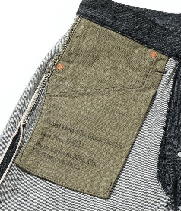 Lot No. BR43042 / WORLD WAR II BLACK DENIM WAIST OVERALLS