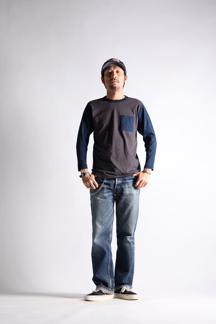 TWO TONE VINTAGE POCKET LONG TEE