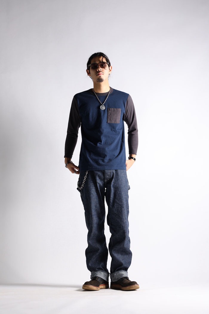 TWO TONE VINTAGE POCKET LONG TEE