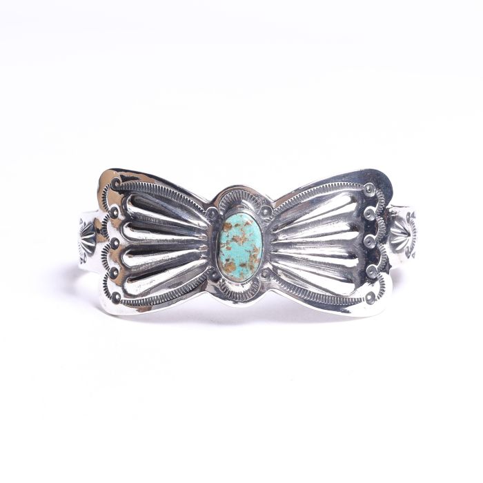 BR-0104 BIG BUTTERFLY TURQUOISE BRACELET 8 TEAR DROPS